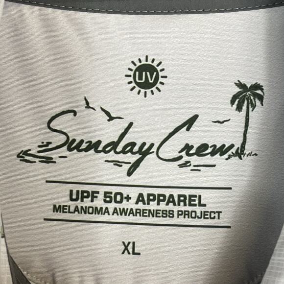 Sunday‎ Crew Polo Shirt Mens XL Cream Pal Tree Golf Performance Stretch UPF 50+ - Picture 3 of 9